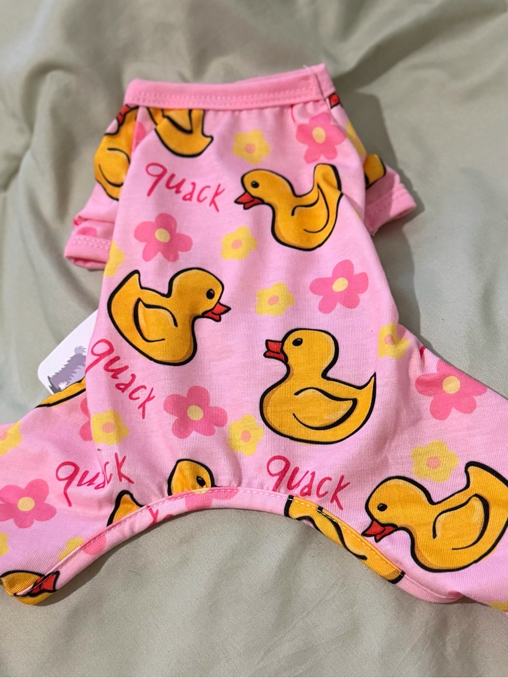 Pink Duck Print Dog Pajamas - Cute Quack Pattern